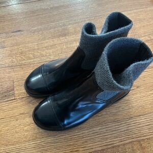 J. Crew Black and Gray Ankle Boots